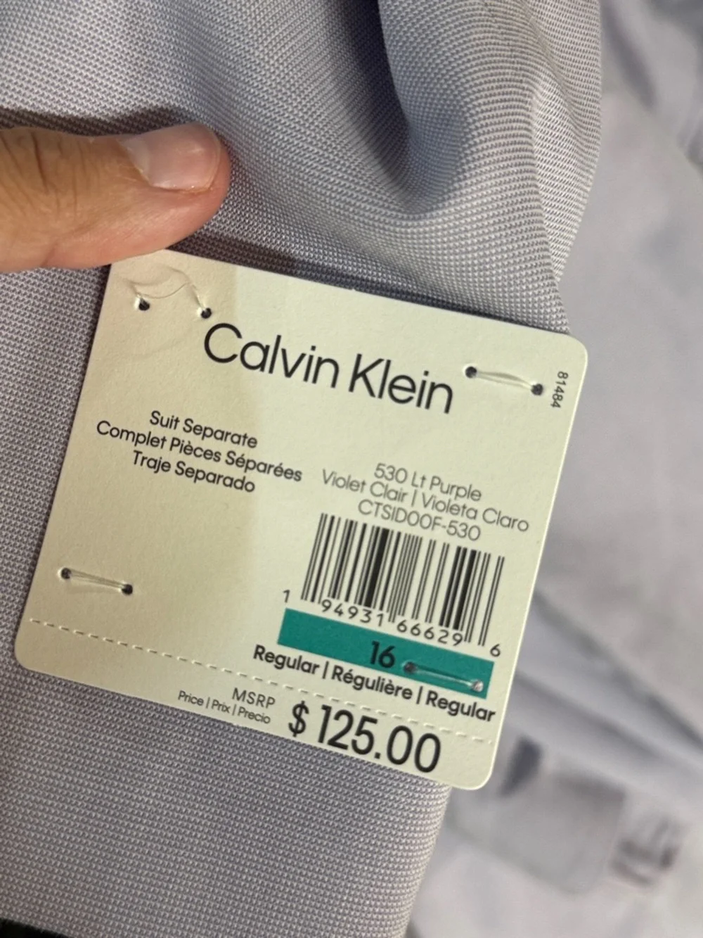 Calvin Klein Slim Fit Big Boys Stretch Tick-Weave Suit Jacket Light Purple